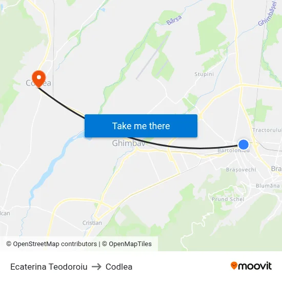 Ecaterina Teodoroiu to Codlea map