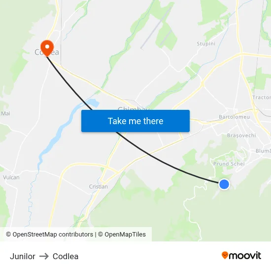 Junilor to Codlea map