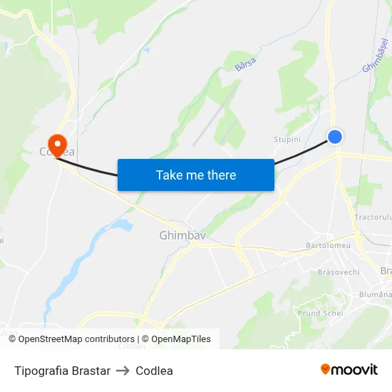 Tipografia Brastar to Codlea map