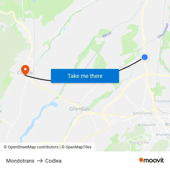 Mondotrans to Codlea map