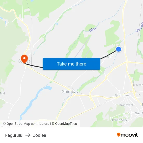 Fagurului to Codlea map