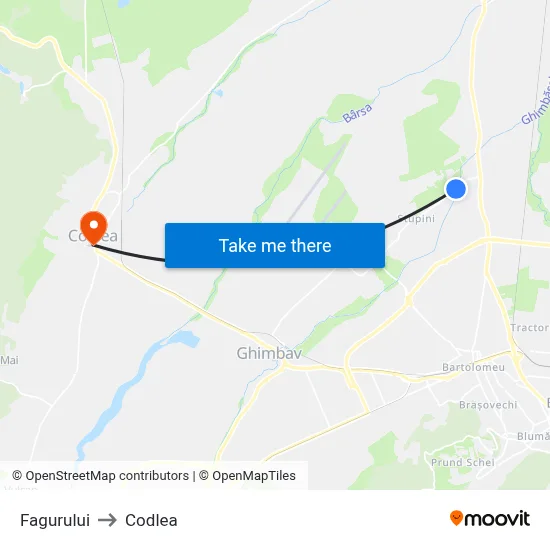 Fagurului to Codlea map