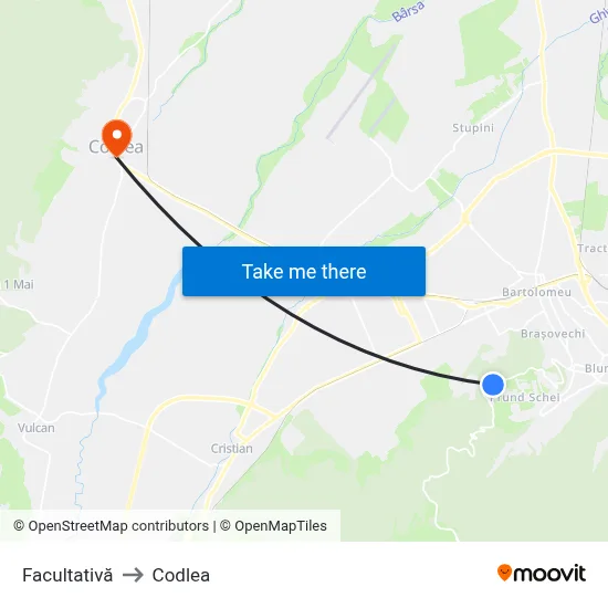 Facultativă to Codlea map