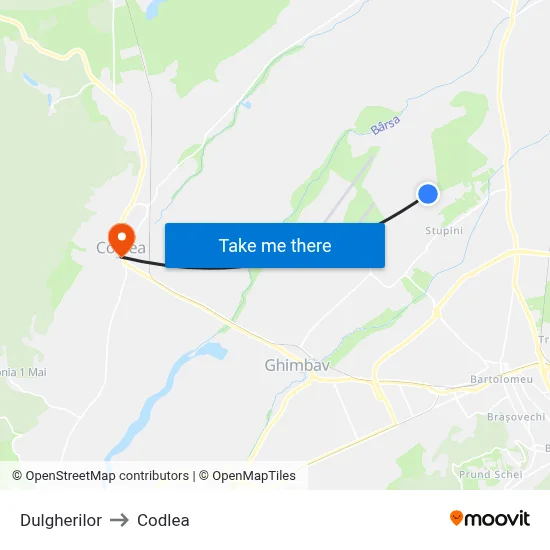 Dulgherilor to Codlea map