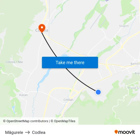 Măgurele to Codlea map