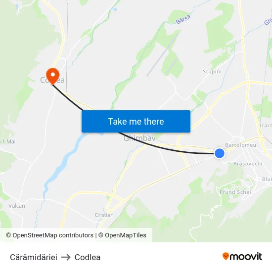 Cărămidăriei to Codlea map