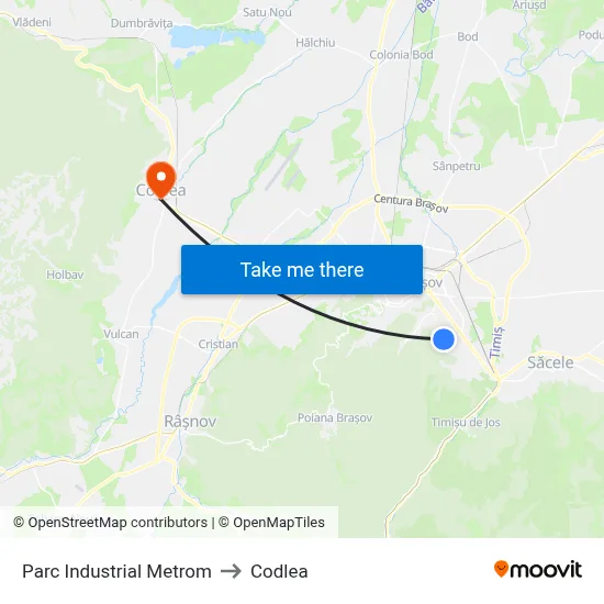 Parc Industrial Metrom to Codlea map