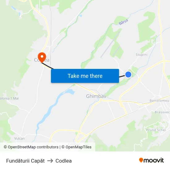 Fundăturii Capăt to Codlea map