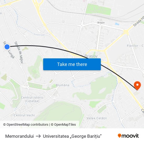 Memorandului to Universitatea „George Barițiu” map