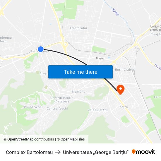 Complex Bartolomeu to Universitatea „George Barițiu” map