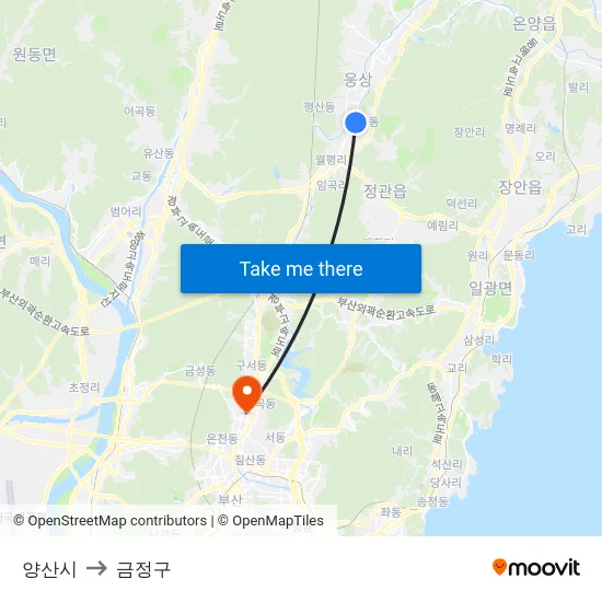 양산시 to 금정구 map