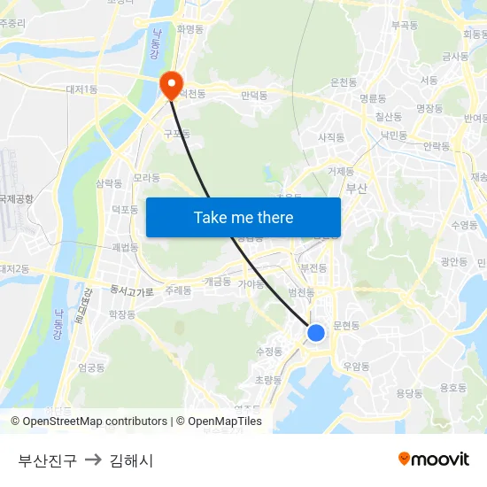 부산진구 to 김해시 map