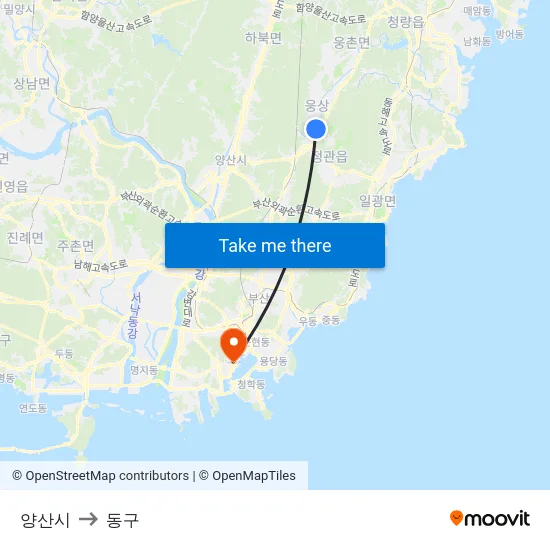 양산시 to 동구 map