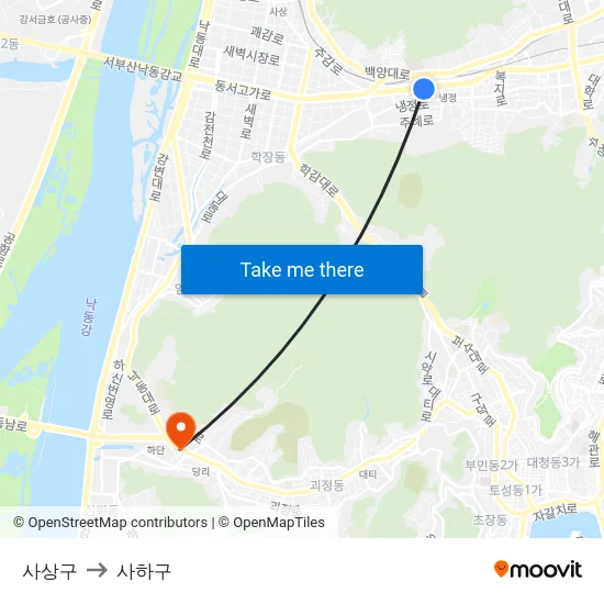 사상구 to 사하구 map