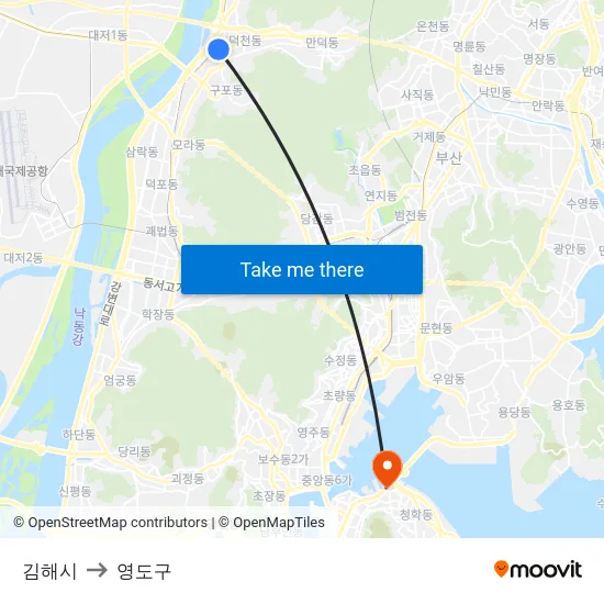 김해시 to 영도구 map