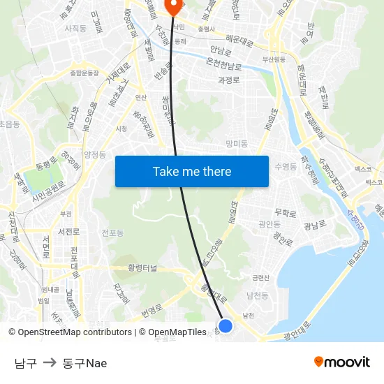 남구 to 동구Nae map