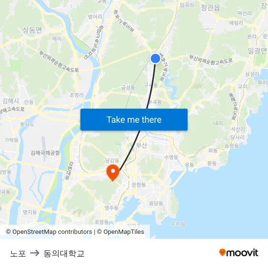 노포 to 동의대학교 map