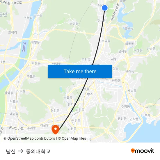 남산 to 동의대학교 map