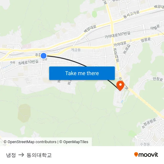 냉정 to 동의대학교 map