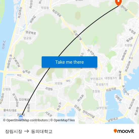 장림시장 to 동의대학교 map