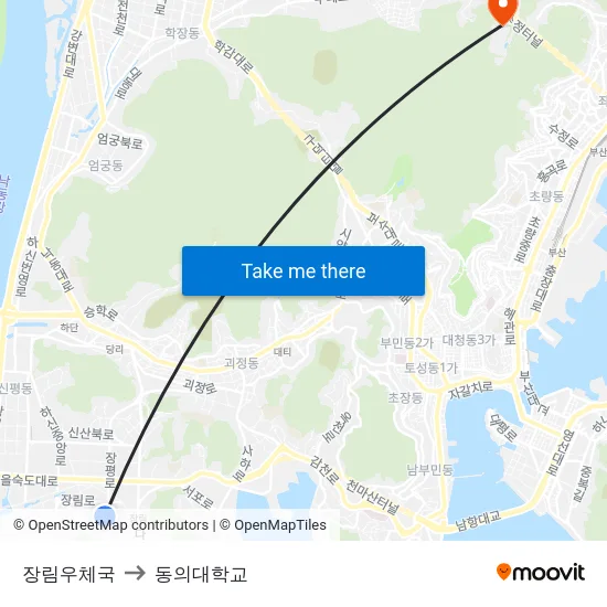 장림우체국 to 동의대학교 map