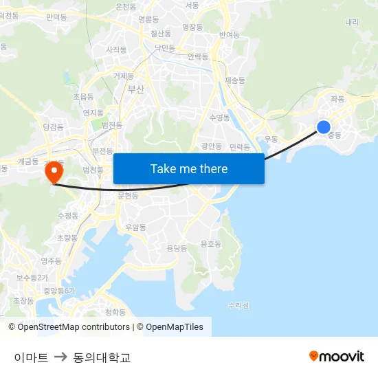 이마트 to 동의대학교 map