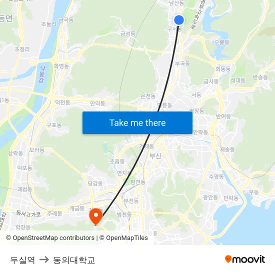 두실역 to 동의대학교 map