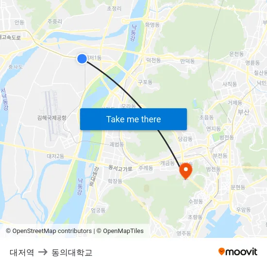 대저역 to 동의대학교 map