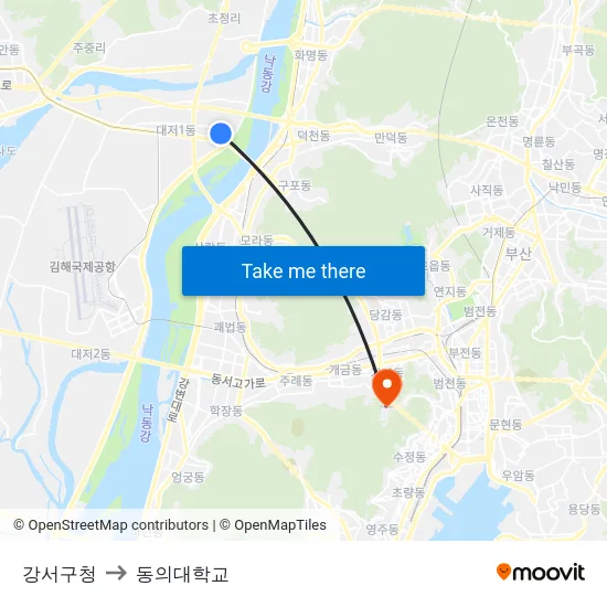 강서구청 to 동의대학교 map