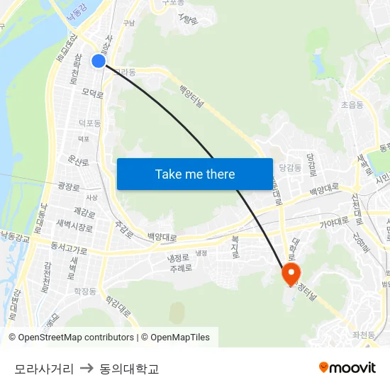 모라사거리 to 동의대학교 map