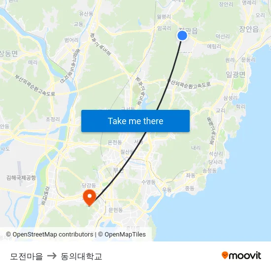 모전마을 to 동의대학교 map