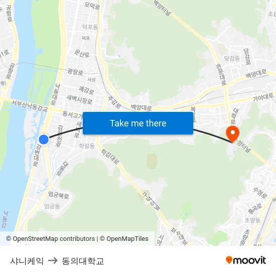 샤니케익 to 동의대학교 map