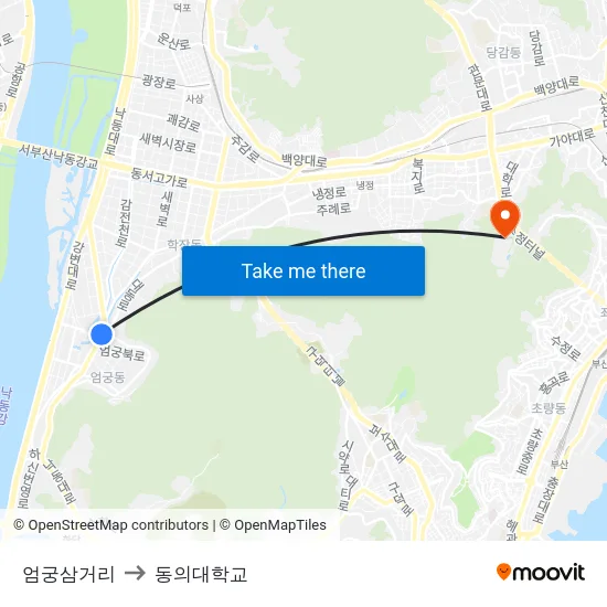 엄궁삼거리 to 동의대학교 map
