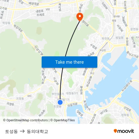 토성동 to 동의대학교 map