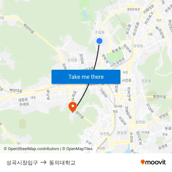 성곡시장입구 to 동의대학교 map