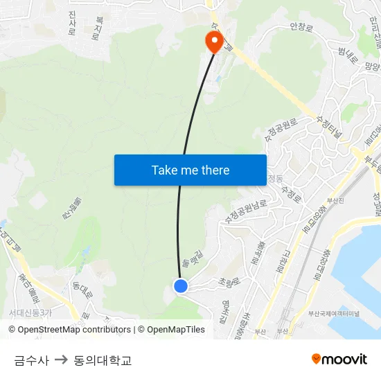 금수사 to 동의대학교 map