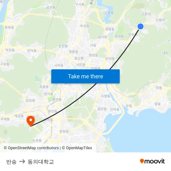반송 to 동의대학교 map