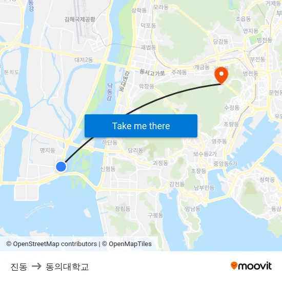 진동 to 동의대학교 map