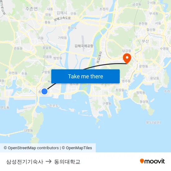 삼성전기기숙사 to 동의대학교 map