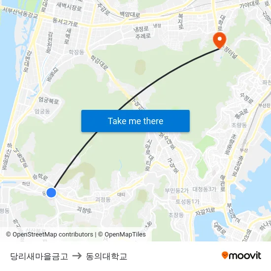 당리새마을금고 to 동의대학교 map