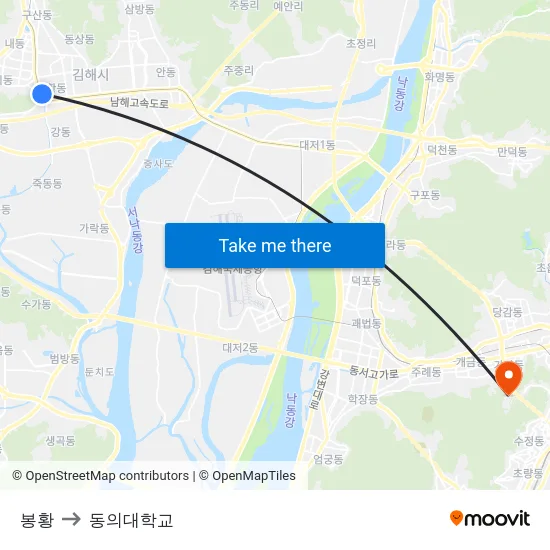 봉황 to 동의대학교 map