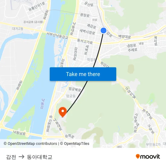 감전 to 동아대학교 map