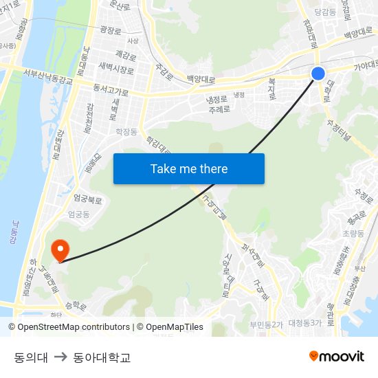 동의대 to 동아대학교 map