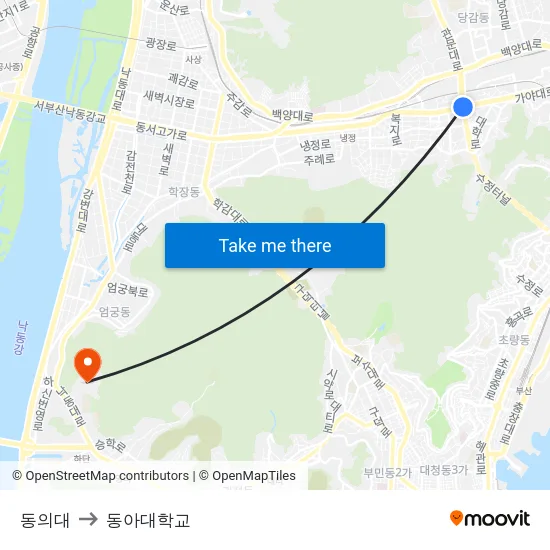 동의대 to 동아대학교 map