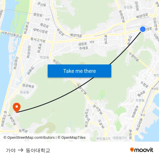 가야 to 동아대학교 map