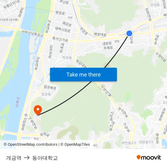 개금역 to 동아대학교 map