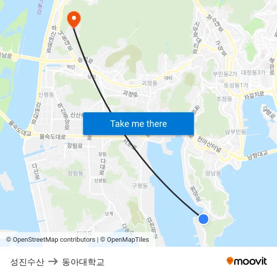 성진수산 to 동아대학교 map