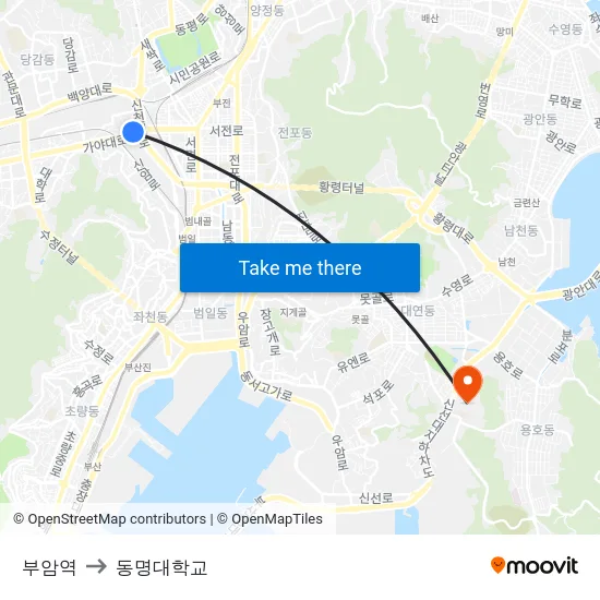 부암역 to 동명대학교 map