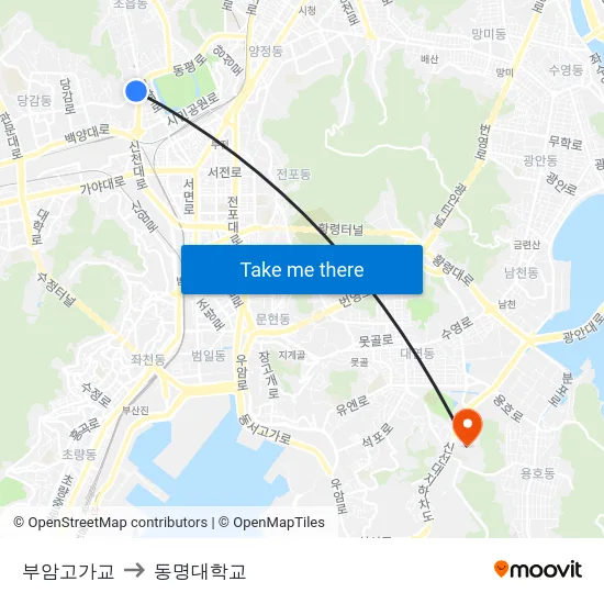 부암고가교 to 동명대학교 map