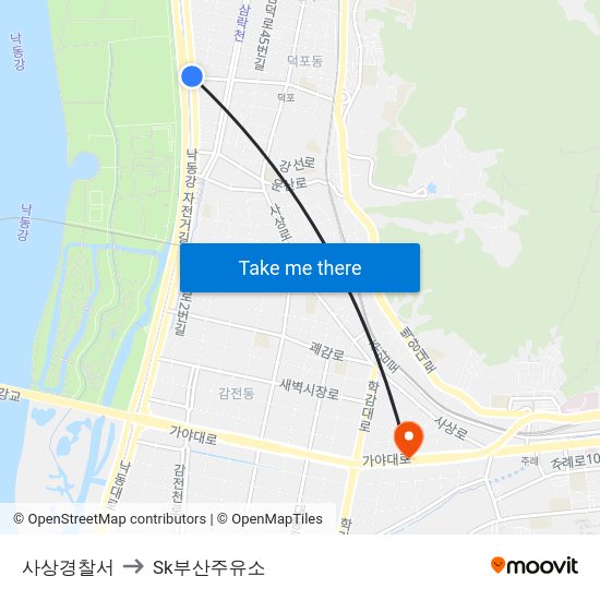 사상경찰서 to Sk부산주유소 map